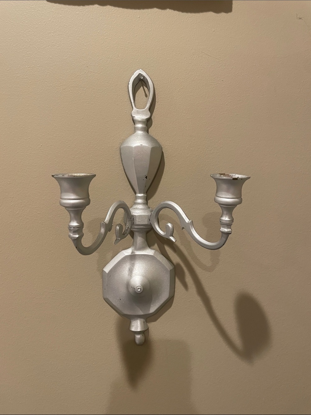 Silver wall candle holder - metal